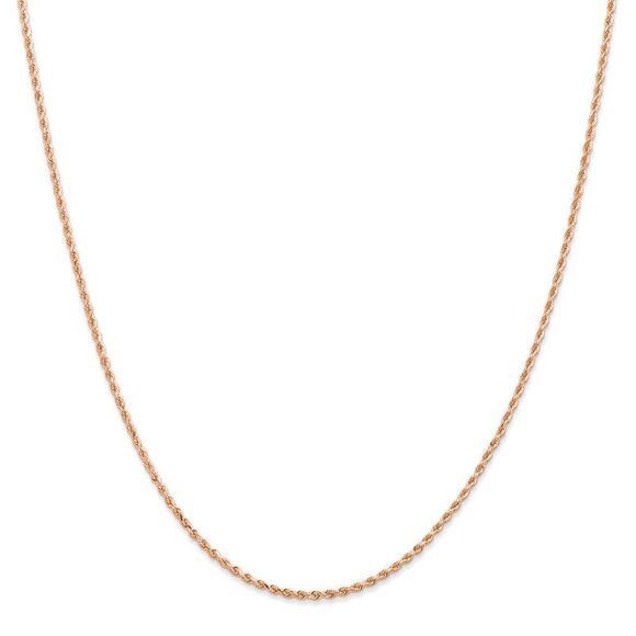14k Rose Gold 1.5mm Handmade D/C Solid Rope Chain Necklace, 14 Inch - Picture 1 of 6